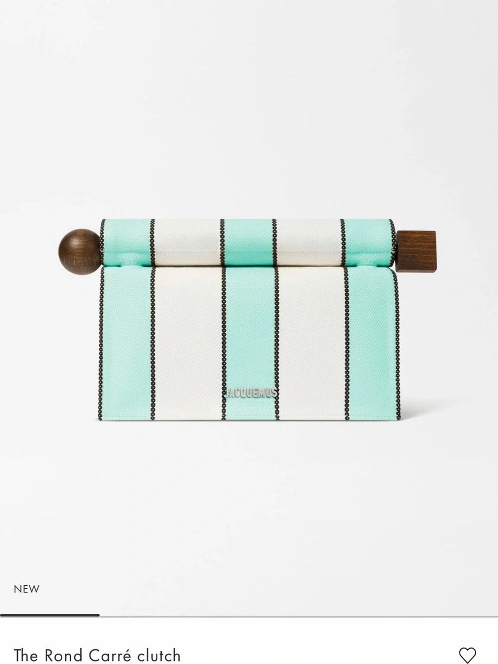 Jacquemus Mint & White Striped Canvas Pouch